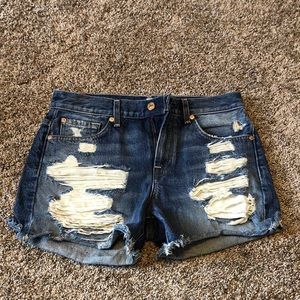 7 for all mankind distressed denim shorts size 27